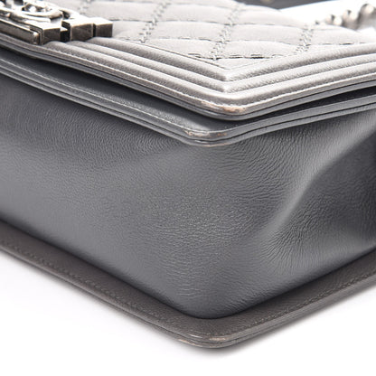 Chanel Calfskin Double Stitch Medium Boy Flap Grey 12 of 12