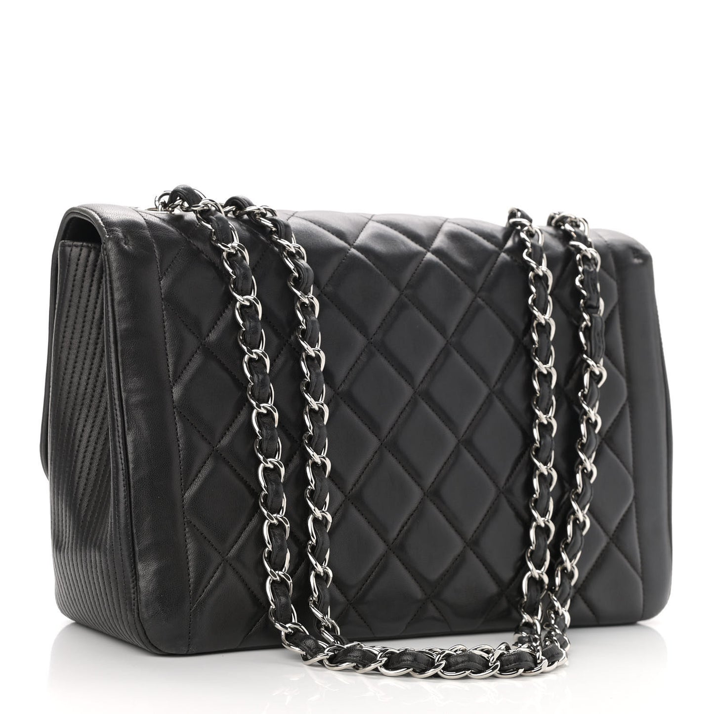 Lambskin Quilted Large Coco Rider Flap Black