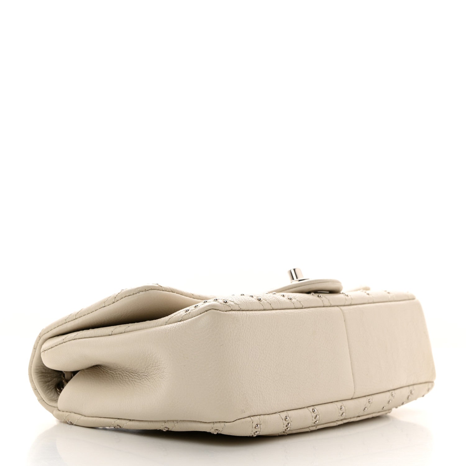 Chanel Calfskin Studded Chevron Quilted Small Stud Wars Flap White 4 of 10