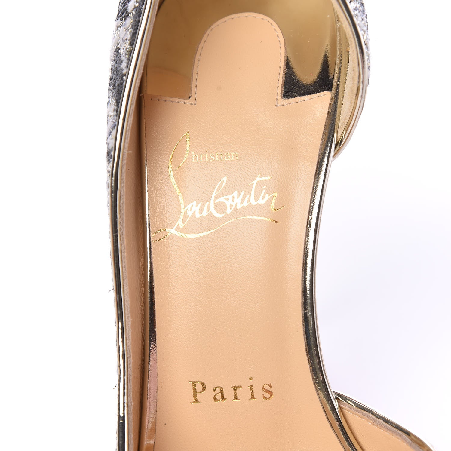 Christian Louboutin Lurx Gigi Specchio Iriza 100 Pumps 36 Black Light Gold 7 of 10