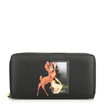 Givenchy Textured Coated Canvas Iconic Bambi Print Zip Around Wallet 1 of 8