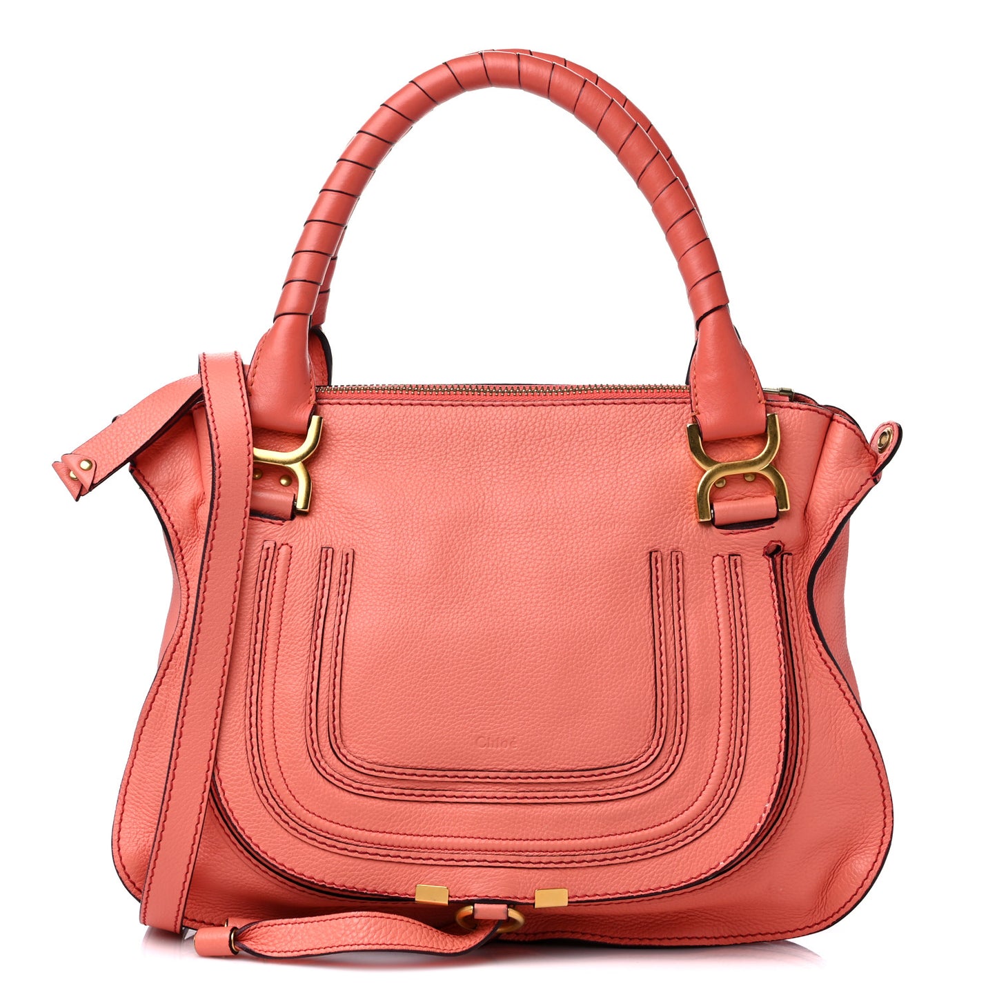 Calfskin Medium Marcie Satchel Coral