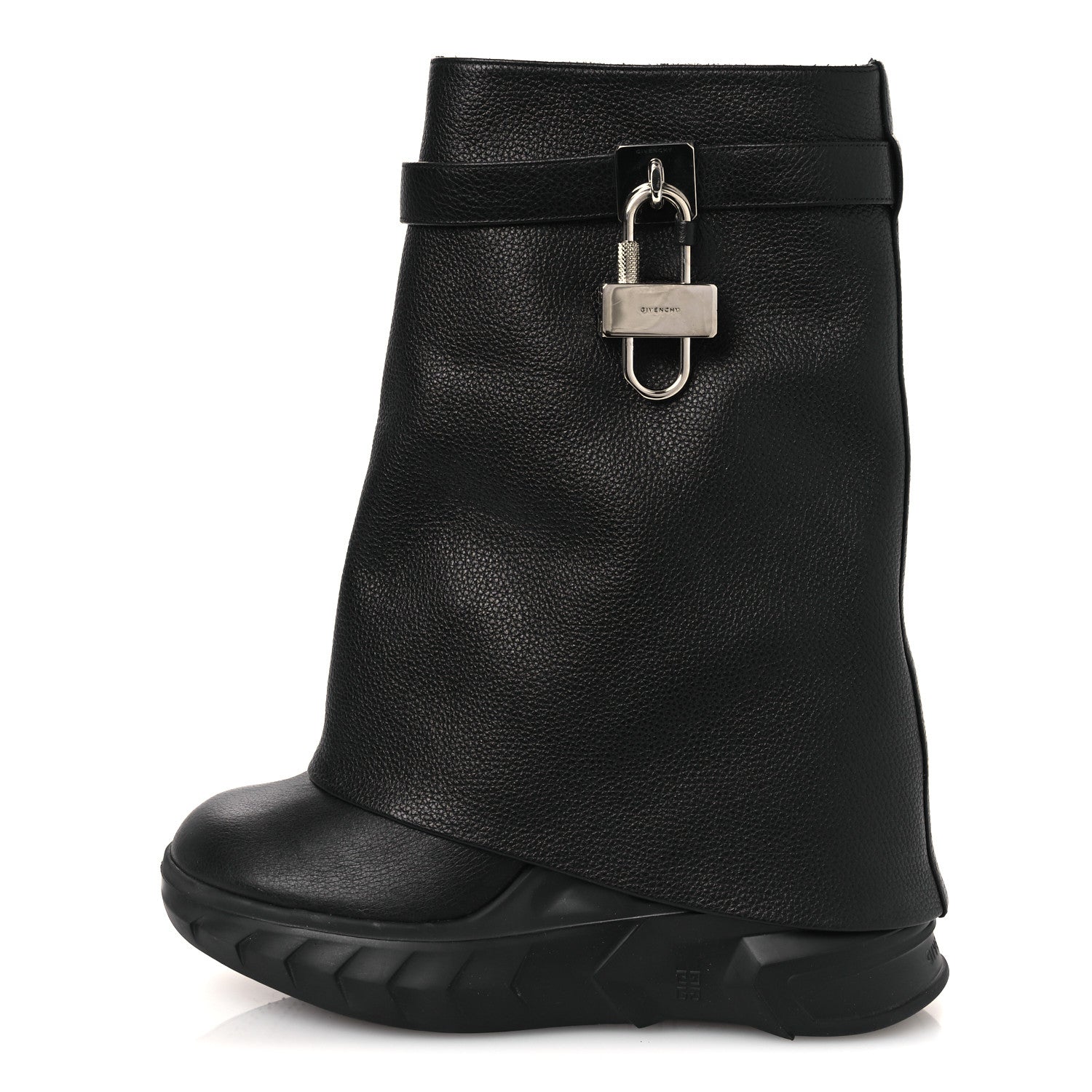 Givenchy Grained Calfskin Shark Lock Biker Ankle Boots 40 Black 1 of 13