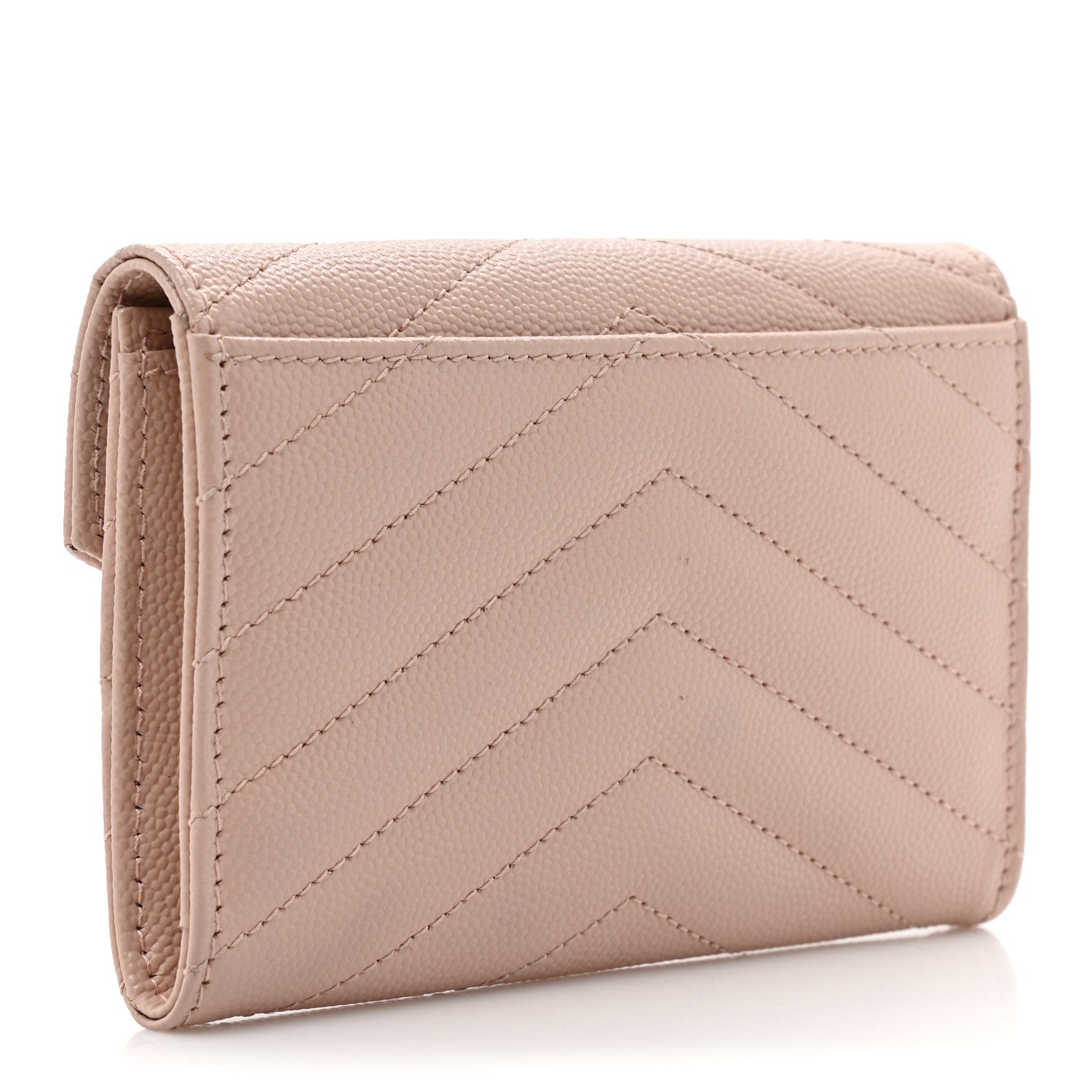 Saint Laurent Grain De Poudre Matelasse Chevron Small Monogram Envelope Wallet Pink 3 of 10