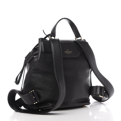 Valentino Garavani Pebbled Calfskin Rockstud Drawstring Backpack Black 3 of 11