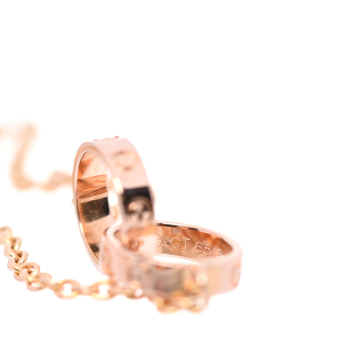 Cartier 18K Pink Gold Interlocking LOVE Necklace 6 of 8