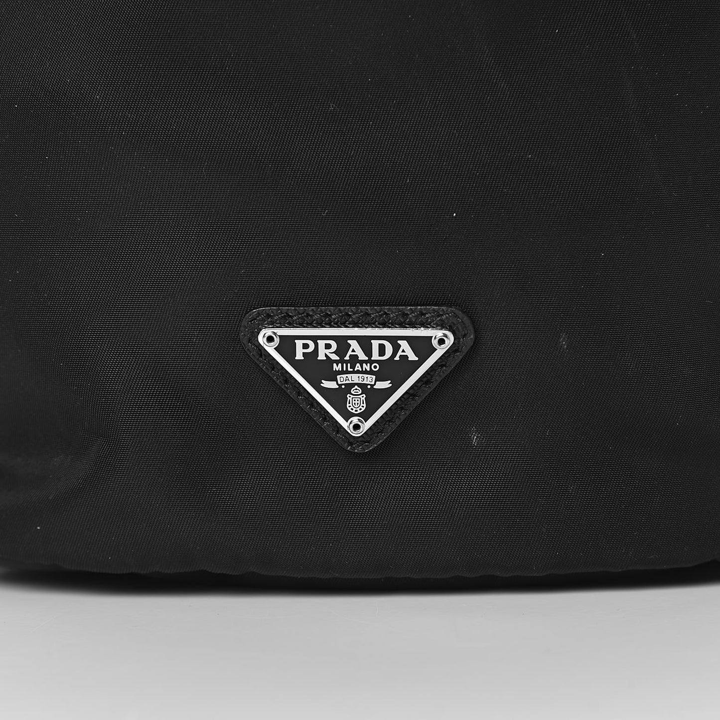 Saffiano Tessuto Nylon Vela Bucket Wristlet Black