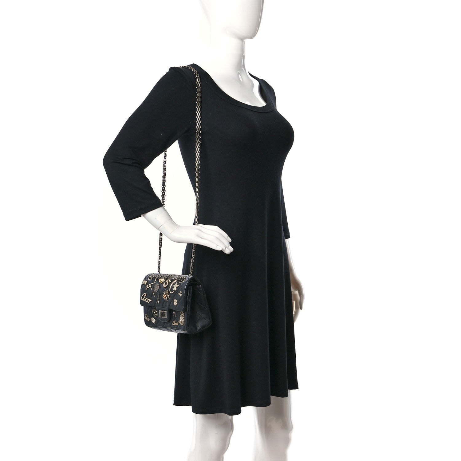 Chanel Aged Calfskin Lucky Charms 2.55 Reissue 224 Flap Black 2 of 8