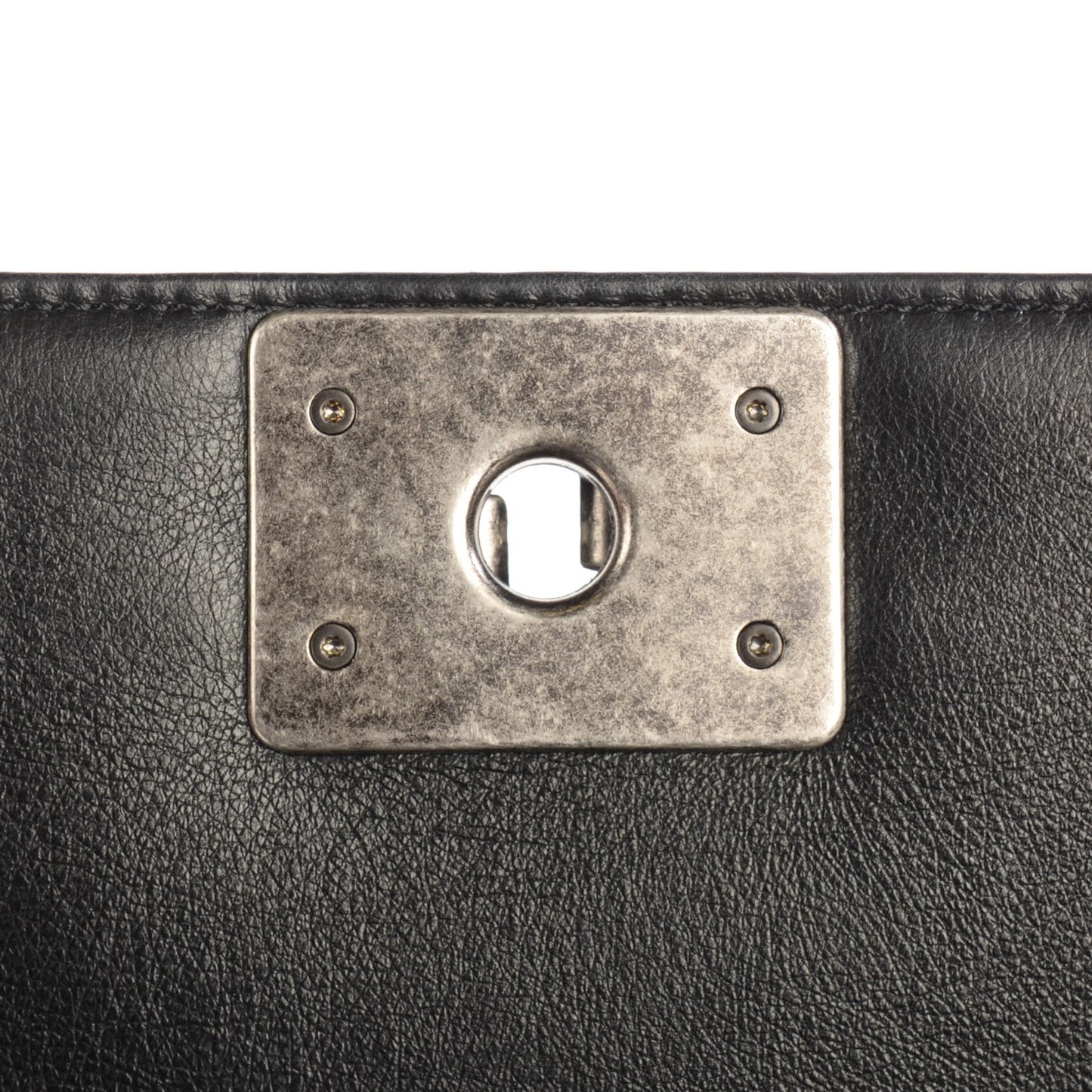Calfskin Quilted Large Boy Flap Black