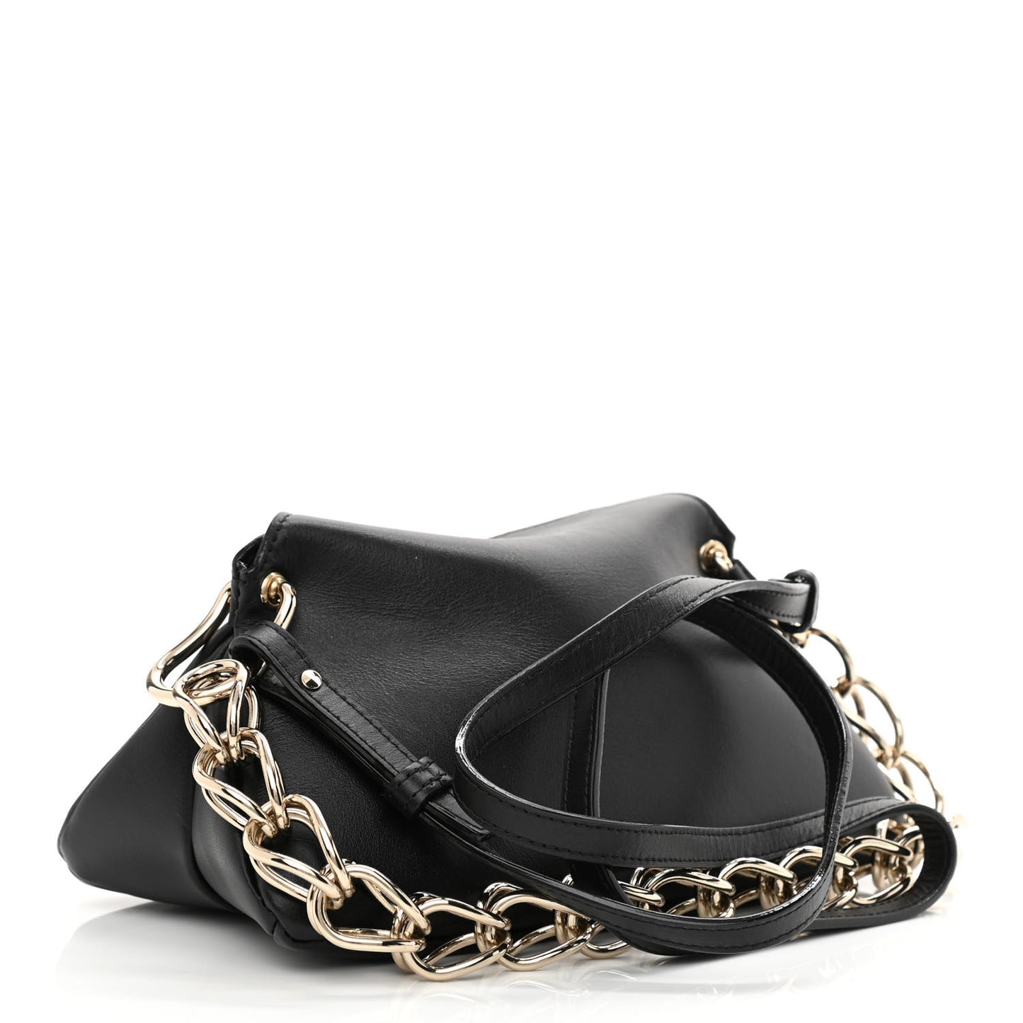 Shiny Calfskin Mini Juana Shoulder Bag Black