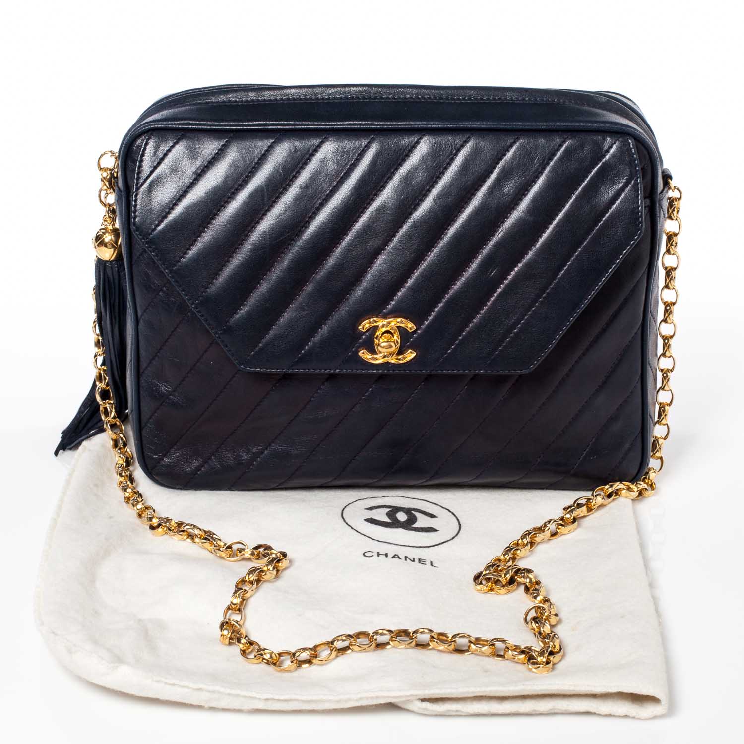 Chanel Lambskin Tassel Camera Case Navy 11 of 11