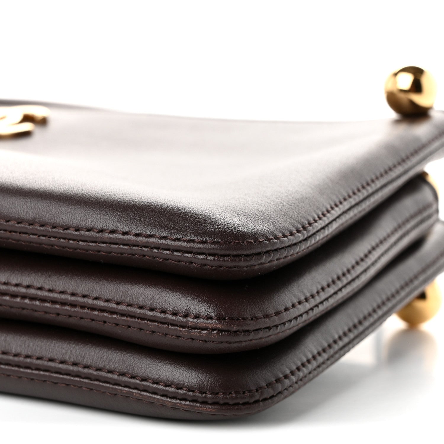Chanel Calfskin Chick Studs Clutch Dark Brown 10 of 10