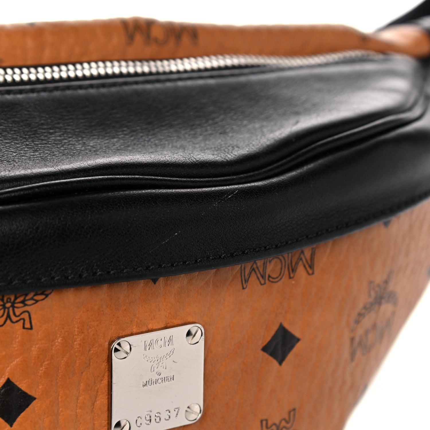 MCM Visetos Waist Bag Black Cognac 9 of 9