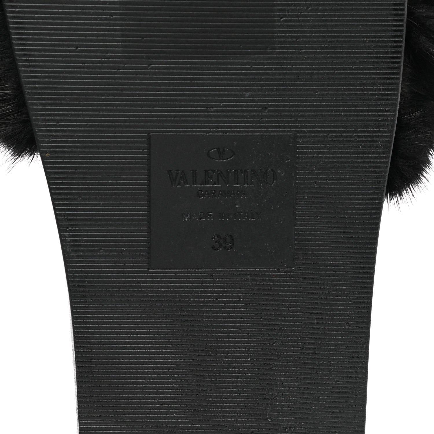 Valentino Garavani Mink Fur Rockstud Slide Sandals 39 Black 6 of 8