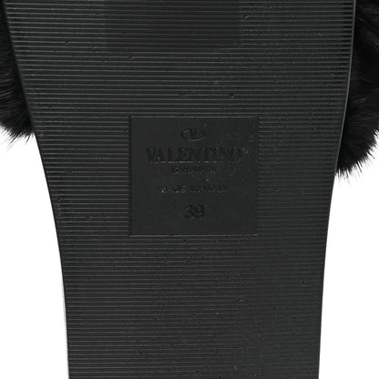 Valentino Garavani Mink Fur Rockstud Slide Sandals 39 Black 6 of 8