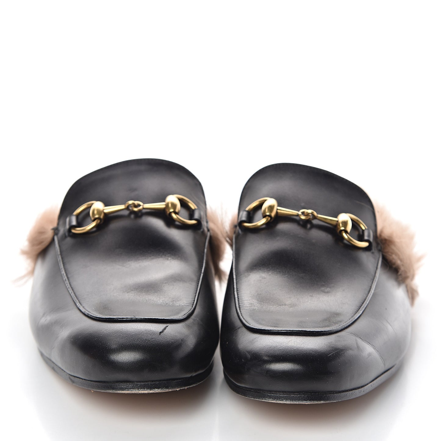 Calfskin Fur Mens Princetown Slippers 8 Black