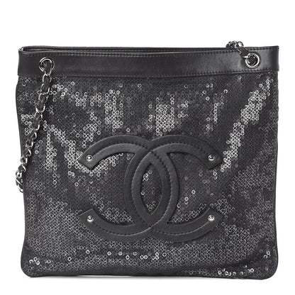 Chanel Calfskin Mesh Hidden Sequin CC Tote Black 1 of 10