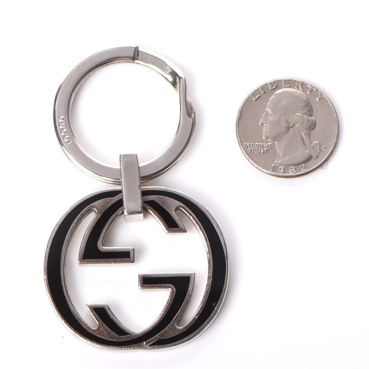Interlocking G Key Ring Silver