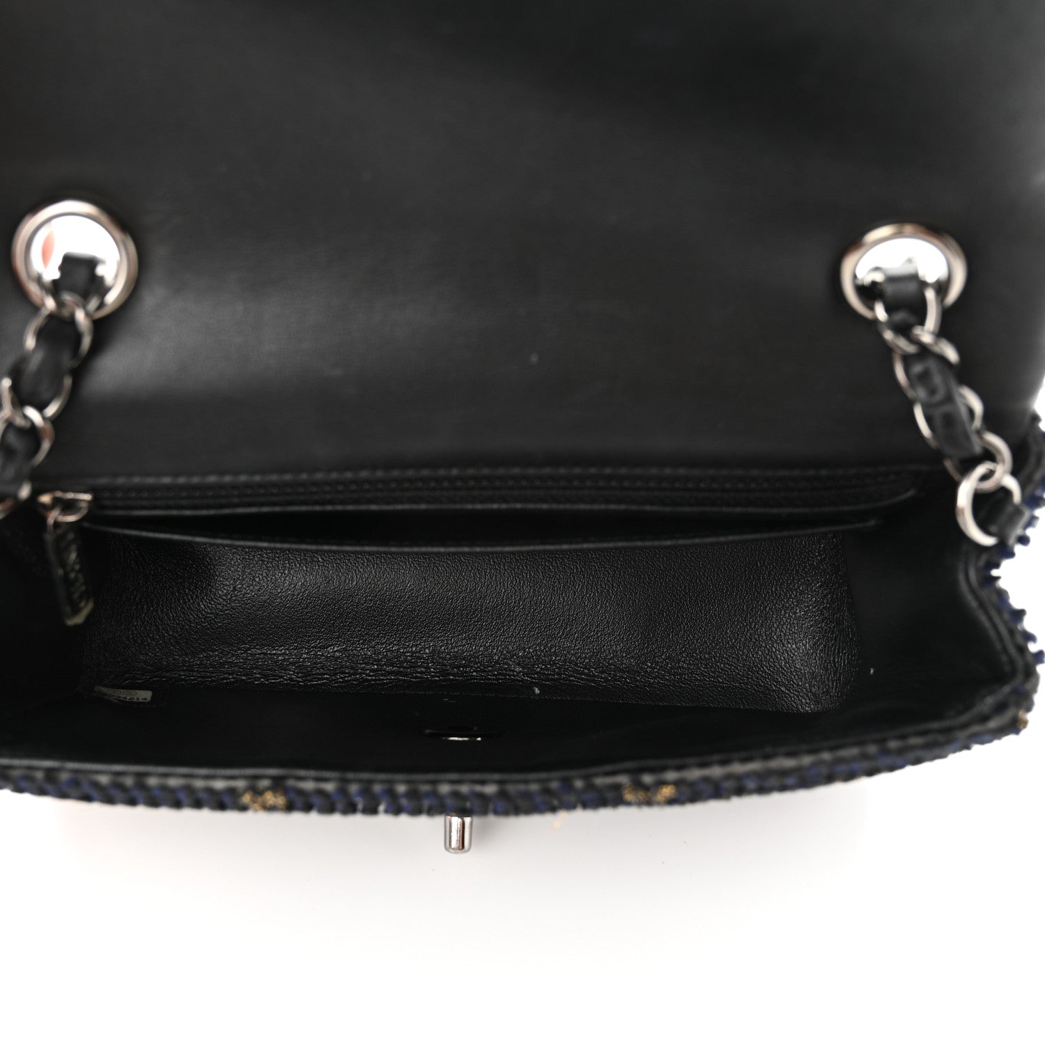 Chanel Sequin Mini Rectangular Single Flap Black Silver 5 of 11