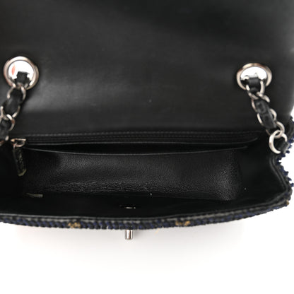 Chanel Sequin Mini Rectangular Single Flap Black Silver 5 of 11