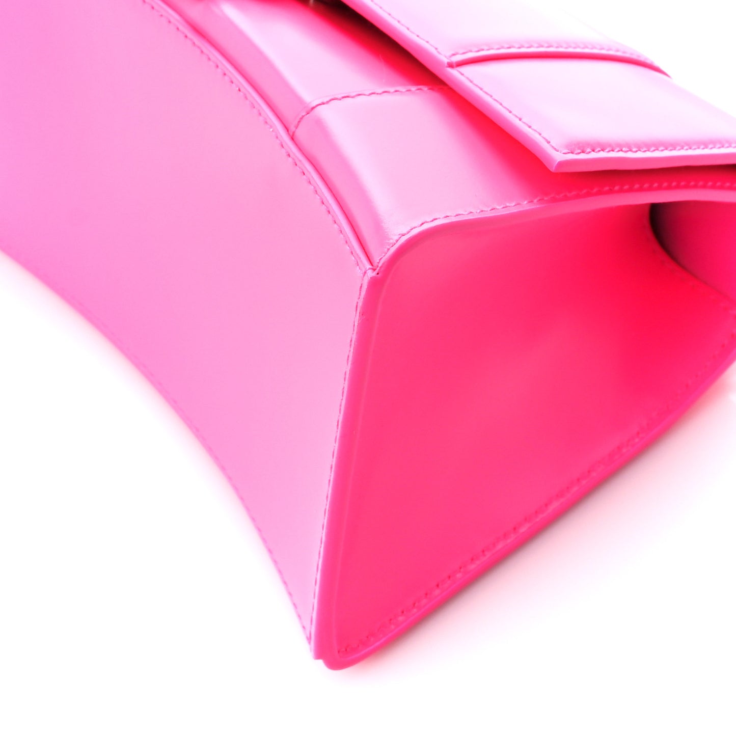 Shiny Box Calfskin Small Hourglass Top Handle Bag Hot Pink
