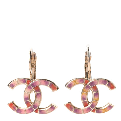 Chanel Enamel CC Dangle Earrings Gold Pink 1 of 4