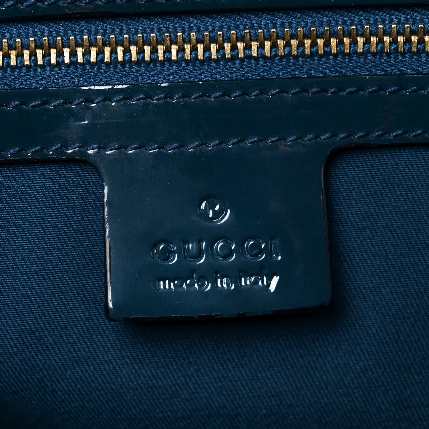Gucci Patent Horsebit Glam Boston Tote Bag Blue 5 of 9