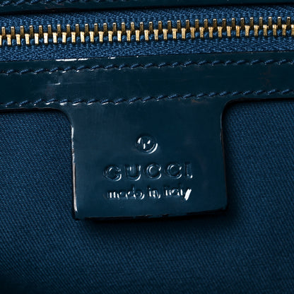 Gucci Patent Horsebit Glam Boston Tote Bag Blue 5 of 9