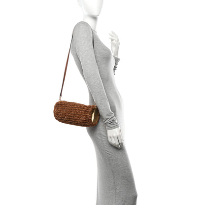 Loewe Metallic Lurex Pleated Bracelet Pouch Shoulder Bag Gold 2 of 10