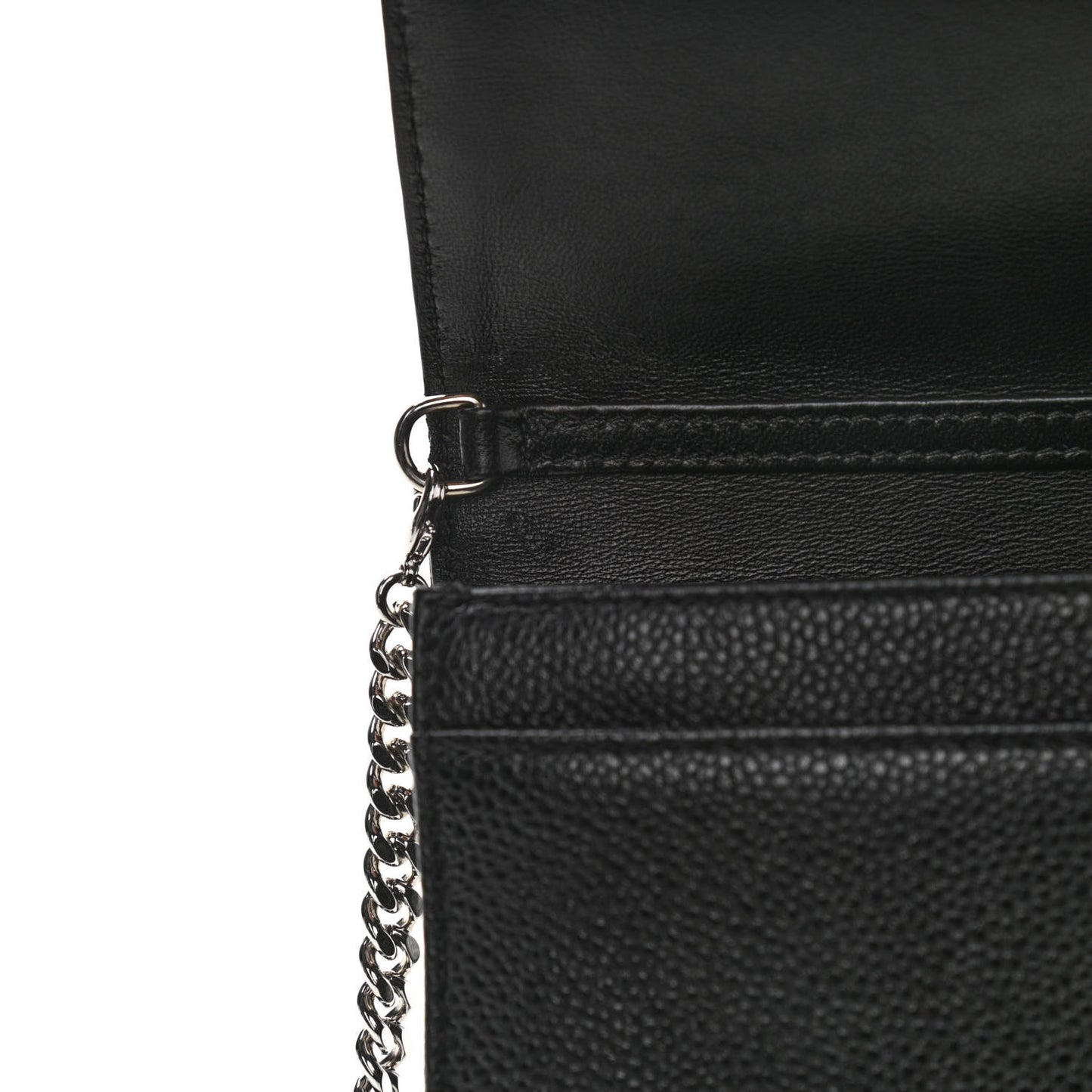 Grained Calfskin Diorama Wallet on Chain Pouch Black