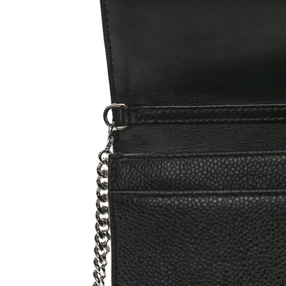 Christian Dior Grained Calfskin Diorama Wallet on Chain Pouch Black 10 of 13