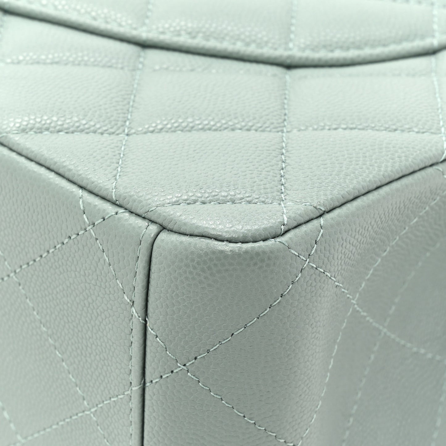 Caviar Quilted Maxi Double Flap Light Blue