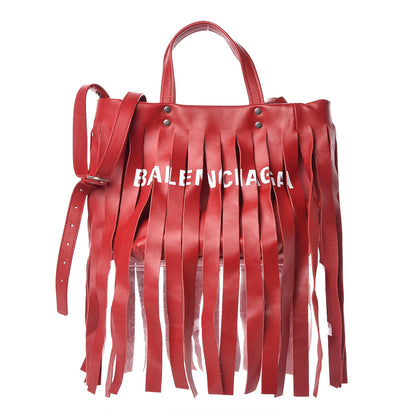 Balenciaga Calfskin XS Fringe Laundry Cabas Red 1 of 7