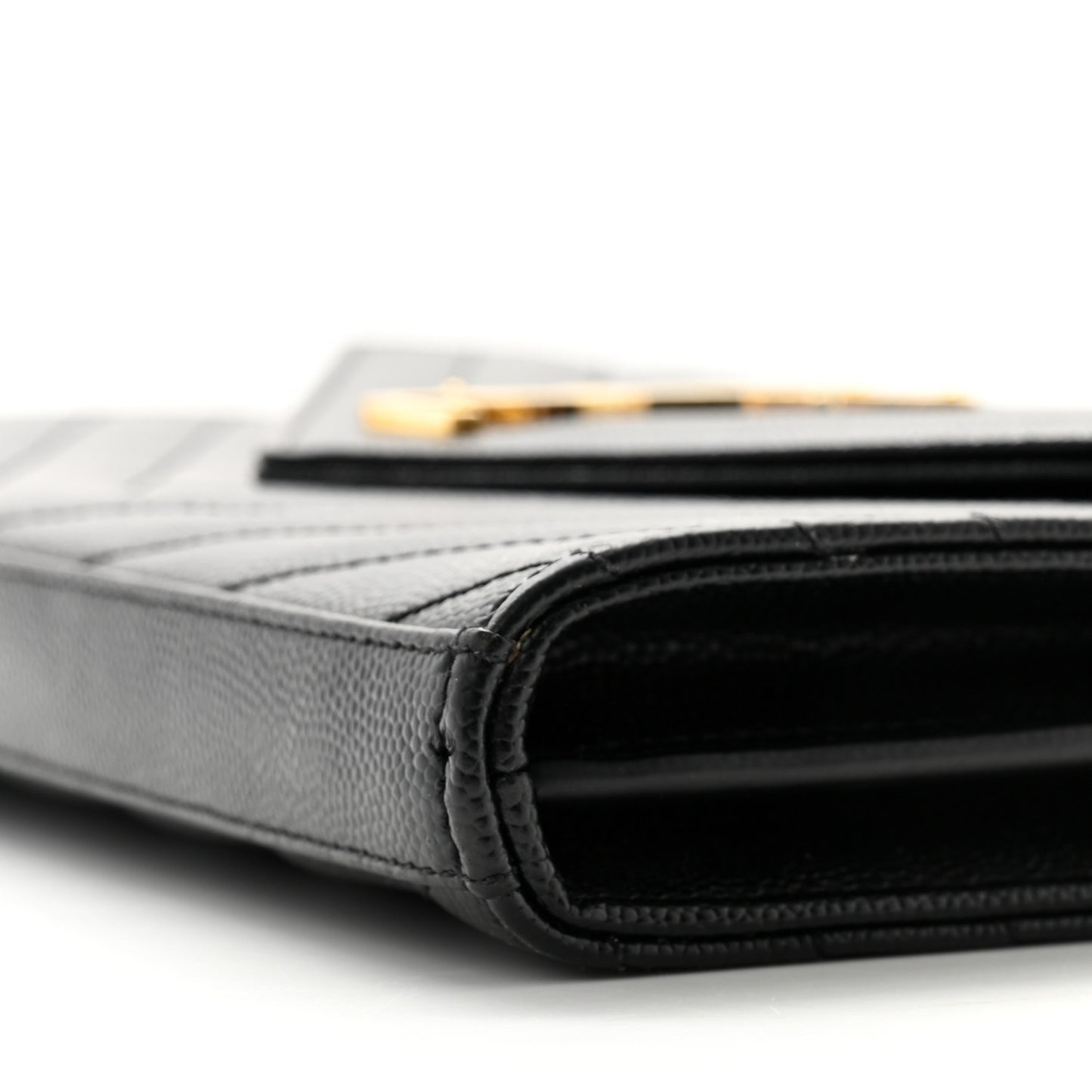 Grain De Poudre Matelasse Chevron Monogram Chain Wallet Black
