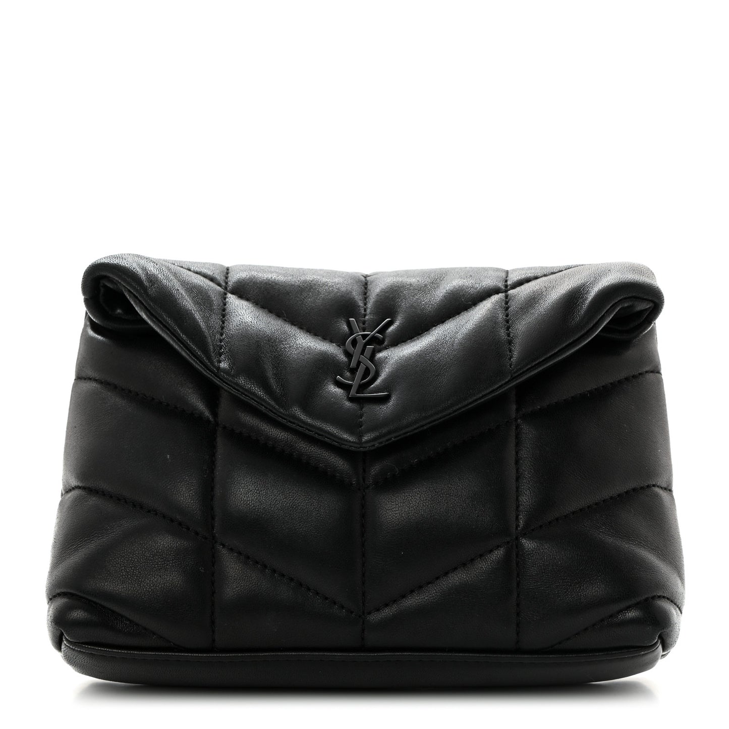 Lambskin Monogram Loulou Puffer Pouch Clutch Black