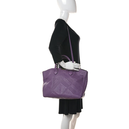 Burberry Heritage Grain Check Embossed Medium Dewsbury Tote Purple 2 of 12
