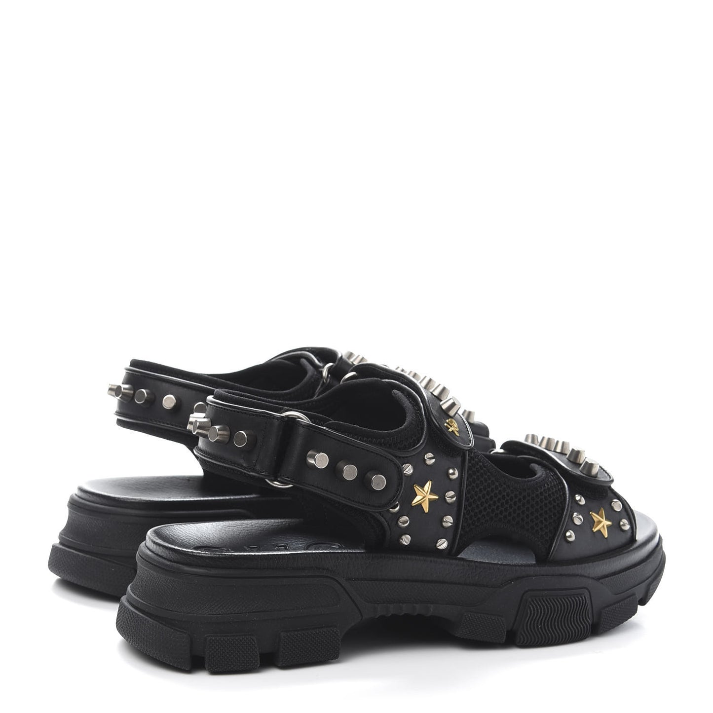 Nappa Mesh Studded Mens Aguru Sandals 9 Black