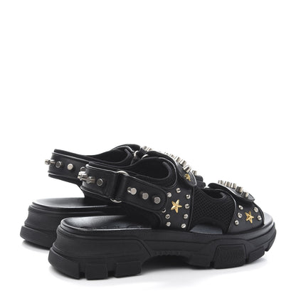 Gucci Nappa Mesh Studded Mens Aguru Sandals 9 Black 4 of 8