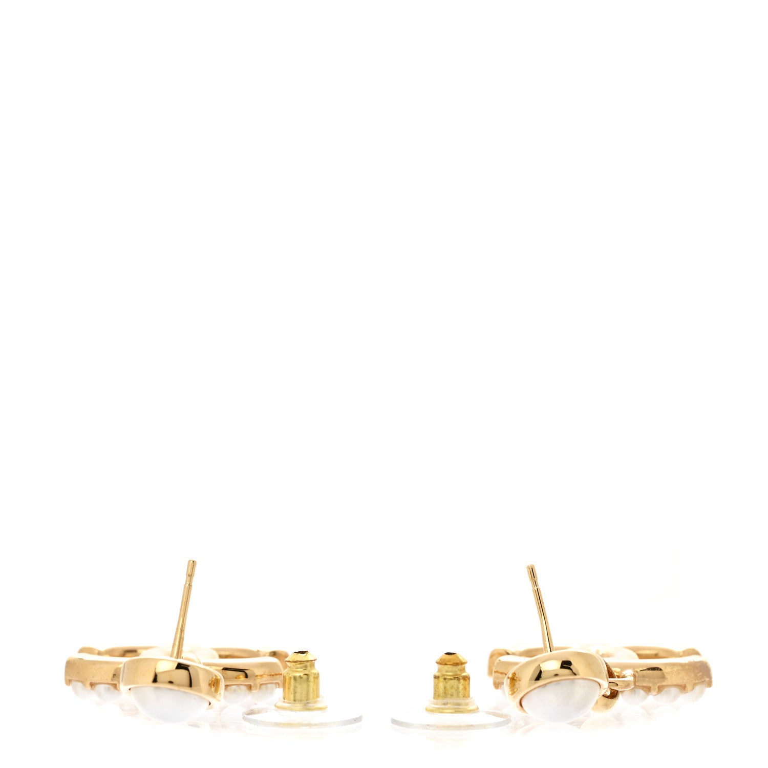 Chanel Pearl Crystal CC Drop Earrings Gold 3 of 5