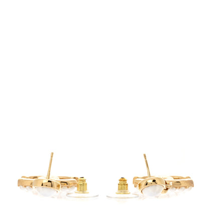 Chanel Pearl Crystal CC Drop Earrings Gold 3 of 5