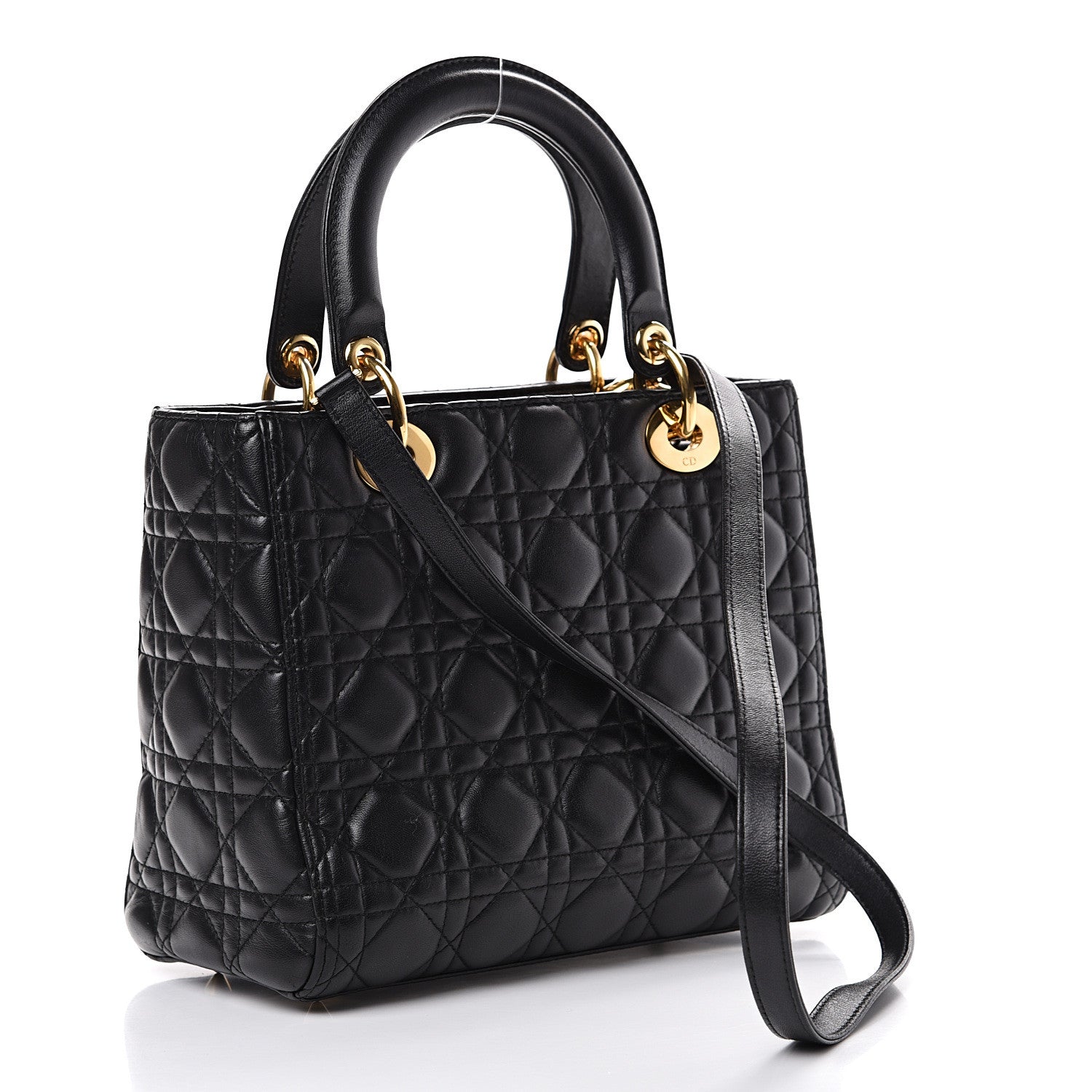 Christian Dior Lambskin Cannage Medium Lady Dior Black 2 of 11