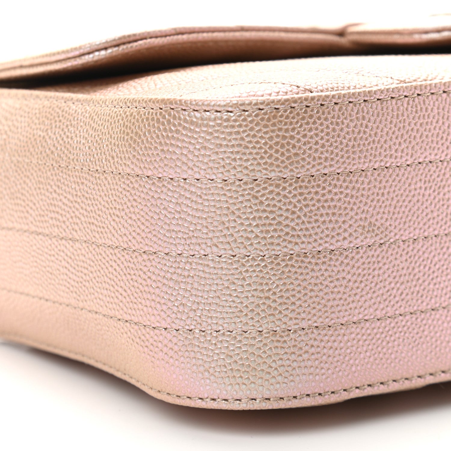 Chanel Iridescent Caviar Chevron Quilted Mini Rectangular Flap Light Gold 9 of 11
