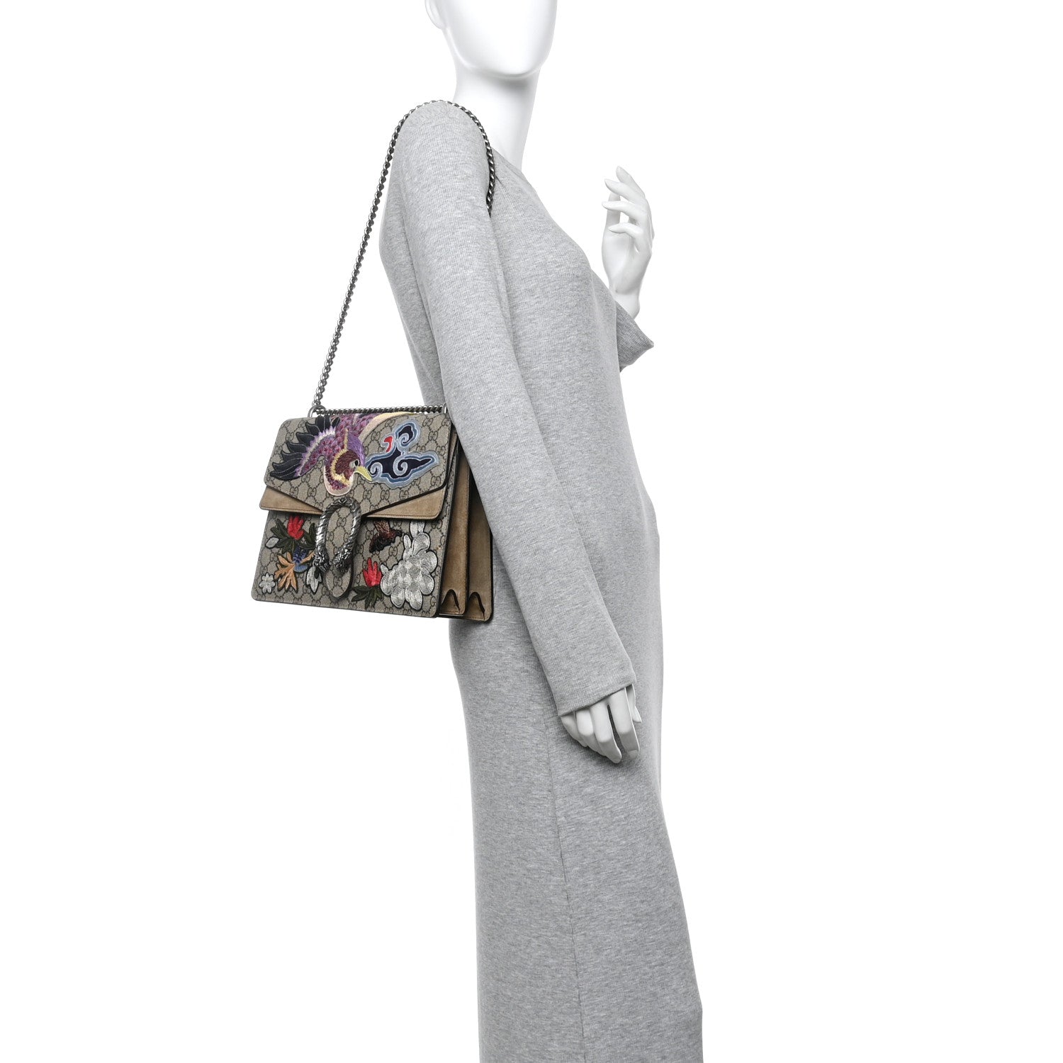 Gucci GG Supreme Monogram Embroidered Medium Dionysus Shoulder Bag Taupe 2 of 11