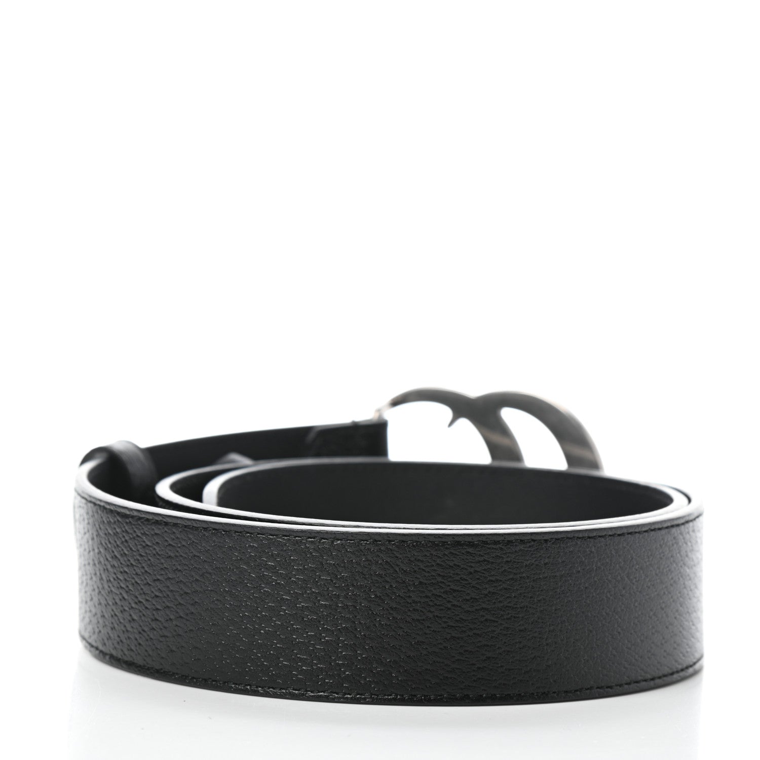 Gucci Textured Dollar Calfskin Nickel Double G 40mm Belt 85 34 Black 2 of 5