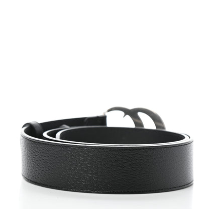 Gucci Textured Dollar Calfskin Nickel Double G 40mm Belt 85 34 Black 2 of 5
