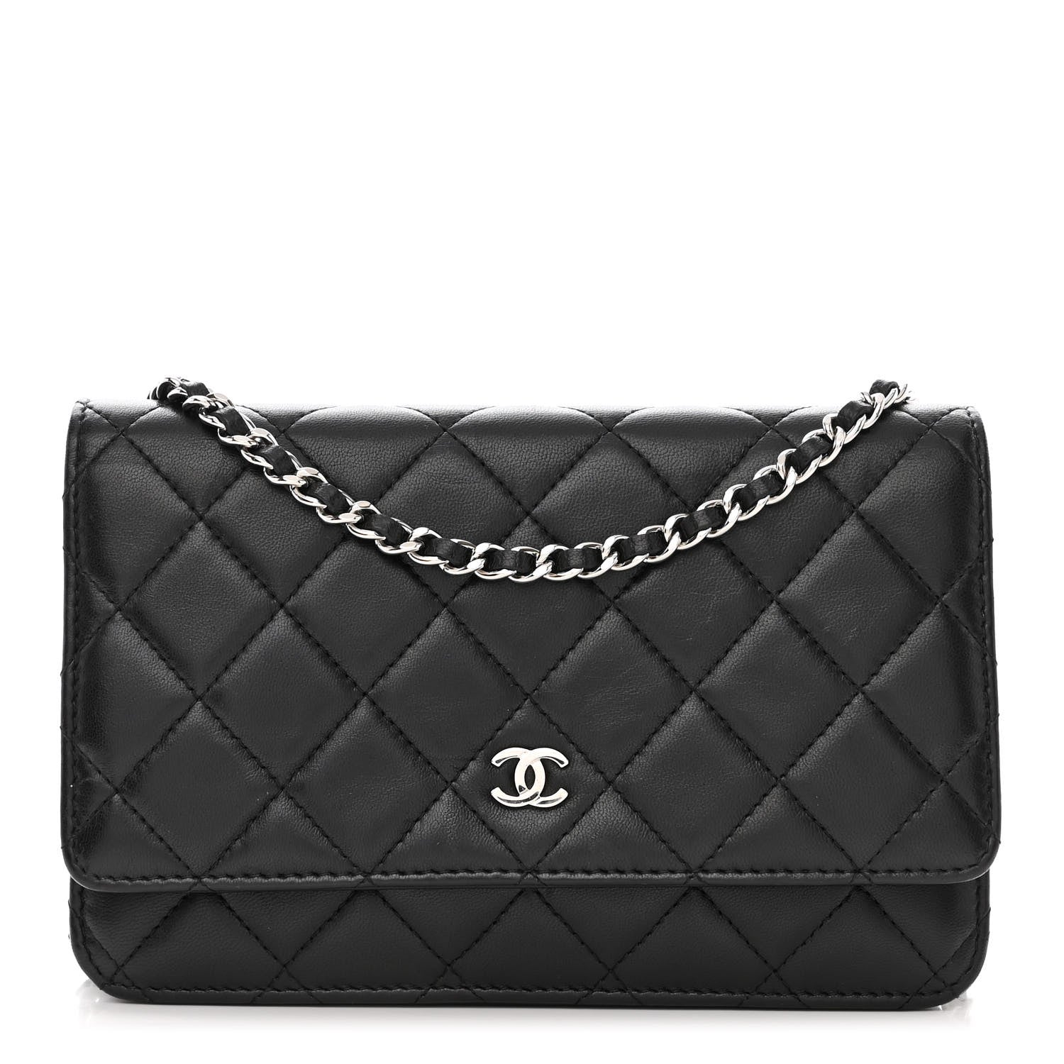 Chanel Lambskin Quilted Wallet On Chain WOC Black 1 of 16