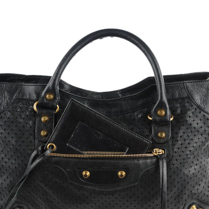 Balenciaga Agneau Laser Cut Cross Classic Gold Hardware City Black 11 of 14