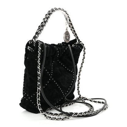 Chanel Suede Stitched Quilted Studded Mini Chanel 22 Black 3 of 10