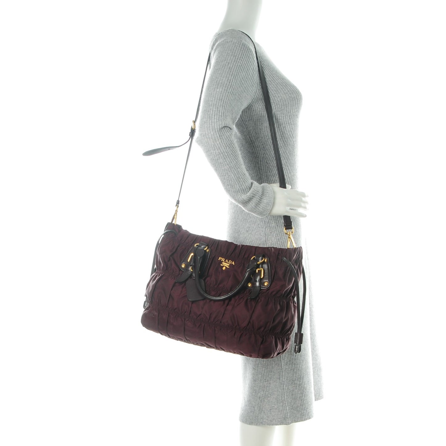 Tessuto Nylon Gaufre Tote Bordeaux