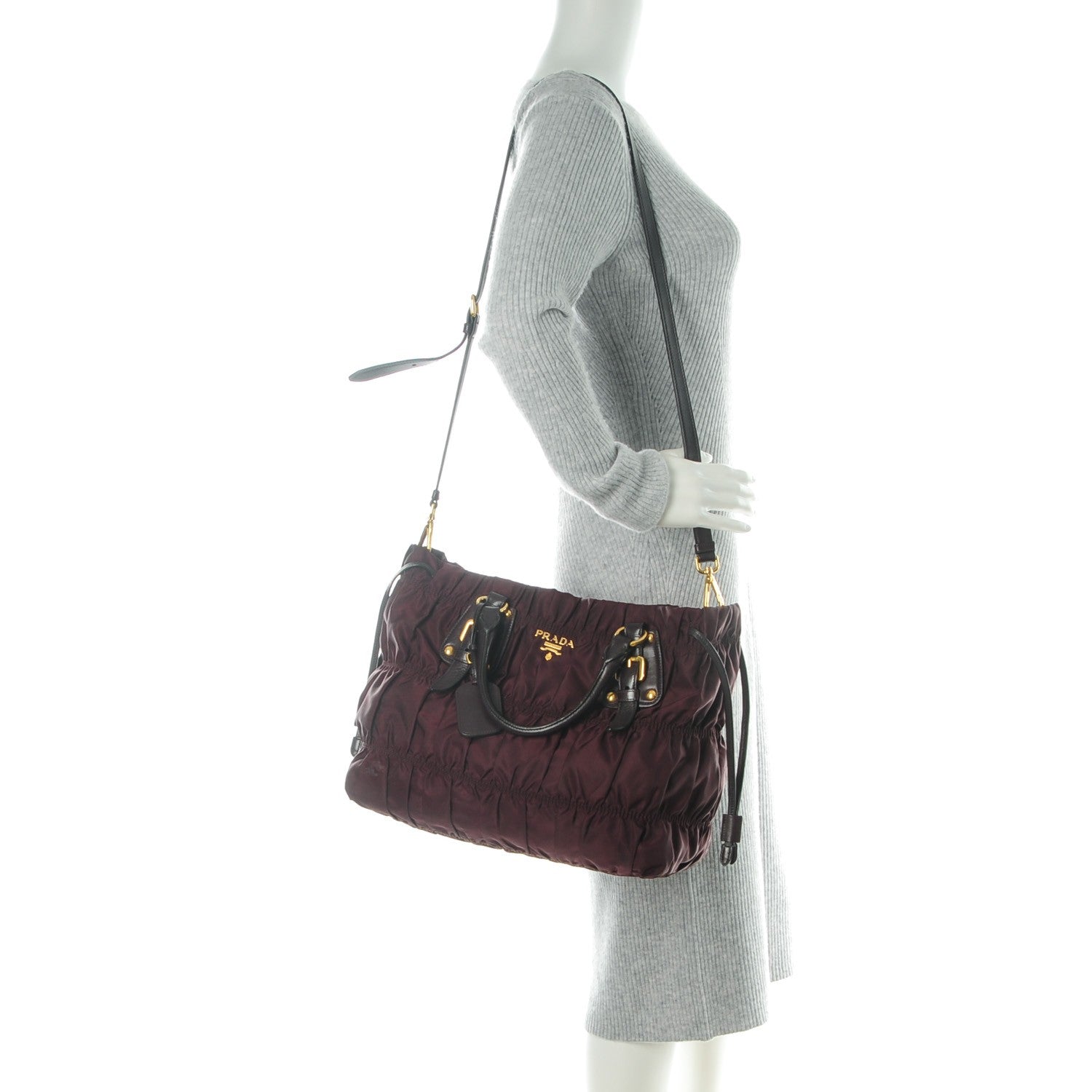 Prada Tessuto Nylon Gaufre Tote Bordeaux 2 of 8